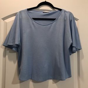 💠 Zara Baby Blue Top w/ Cape Sleeves